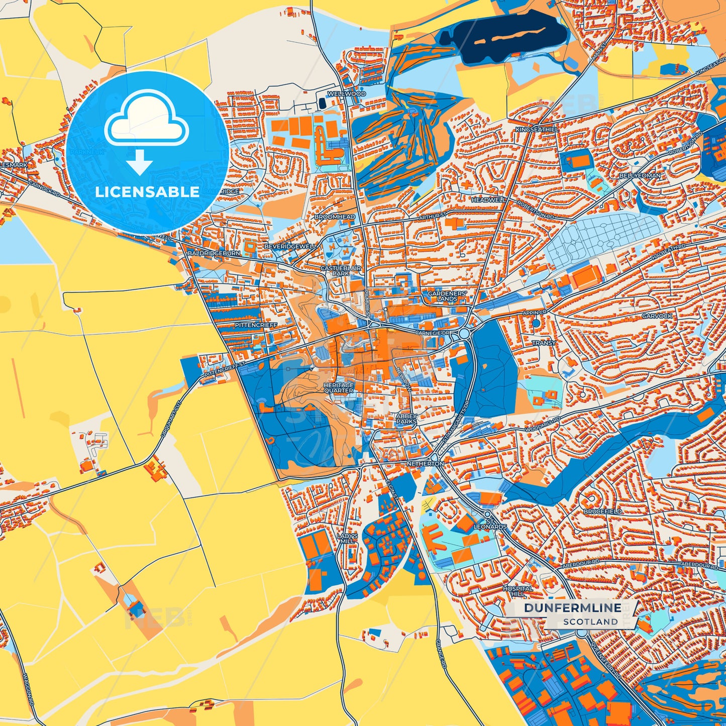 Canvas Print Template of Dunfermline Street Map