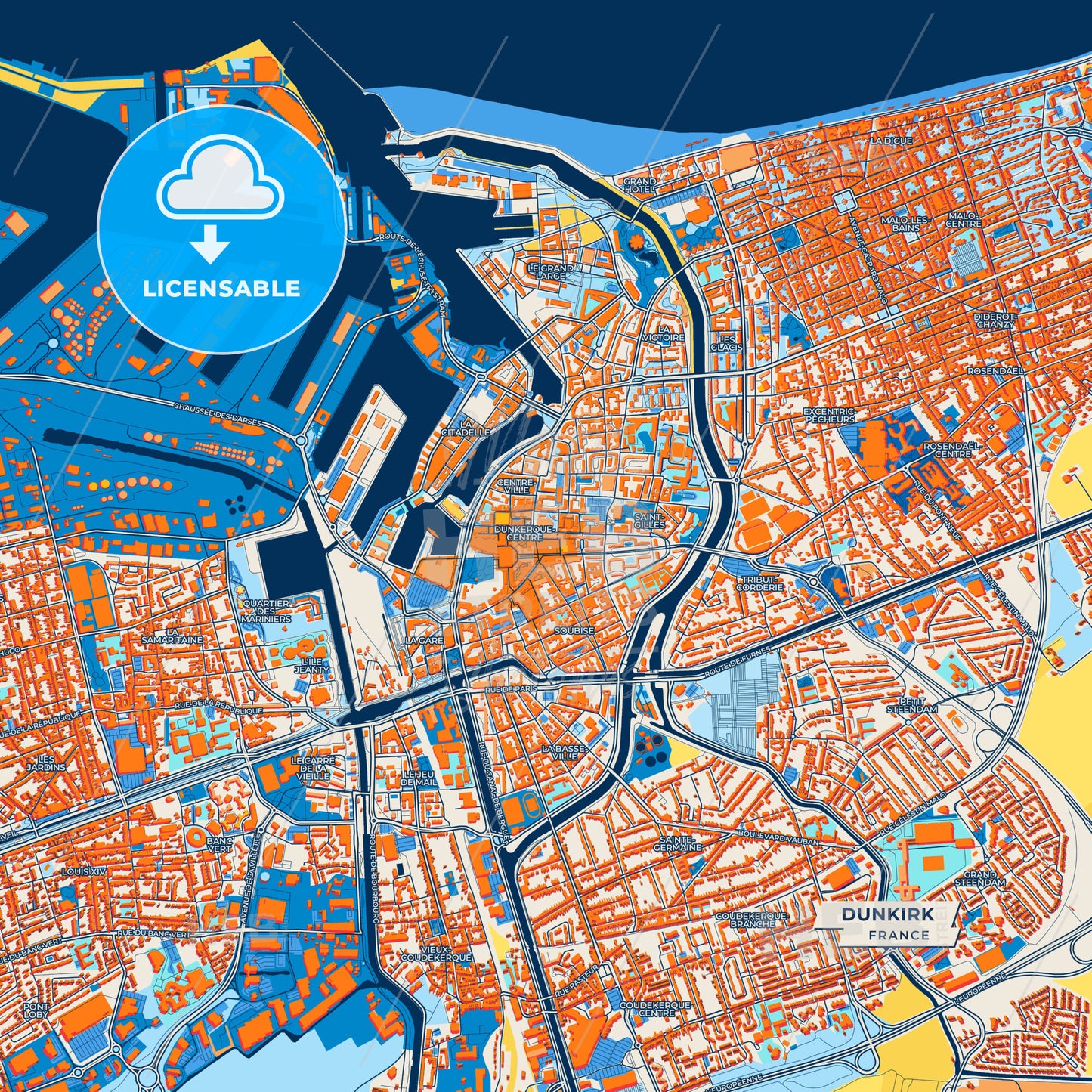Canvas Print Template of Dunkirk Street Map