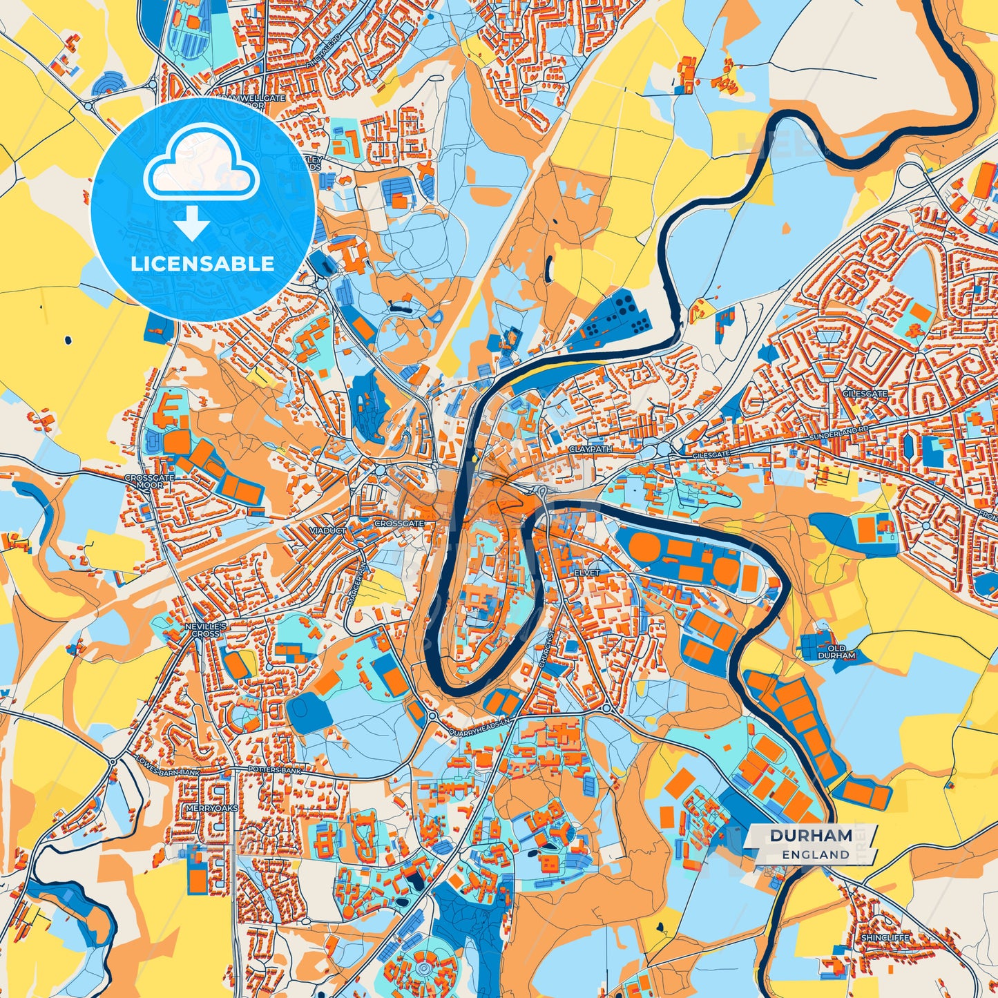 Canvas Print Template of Durham Street Map