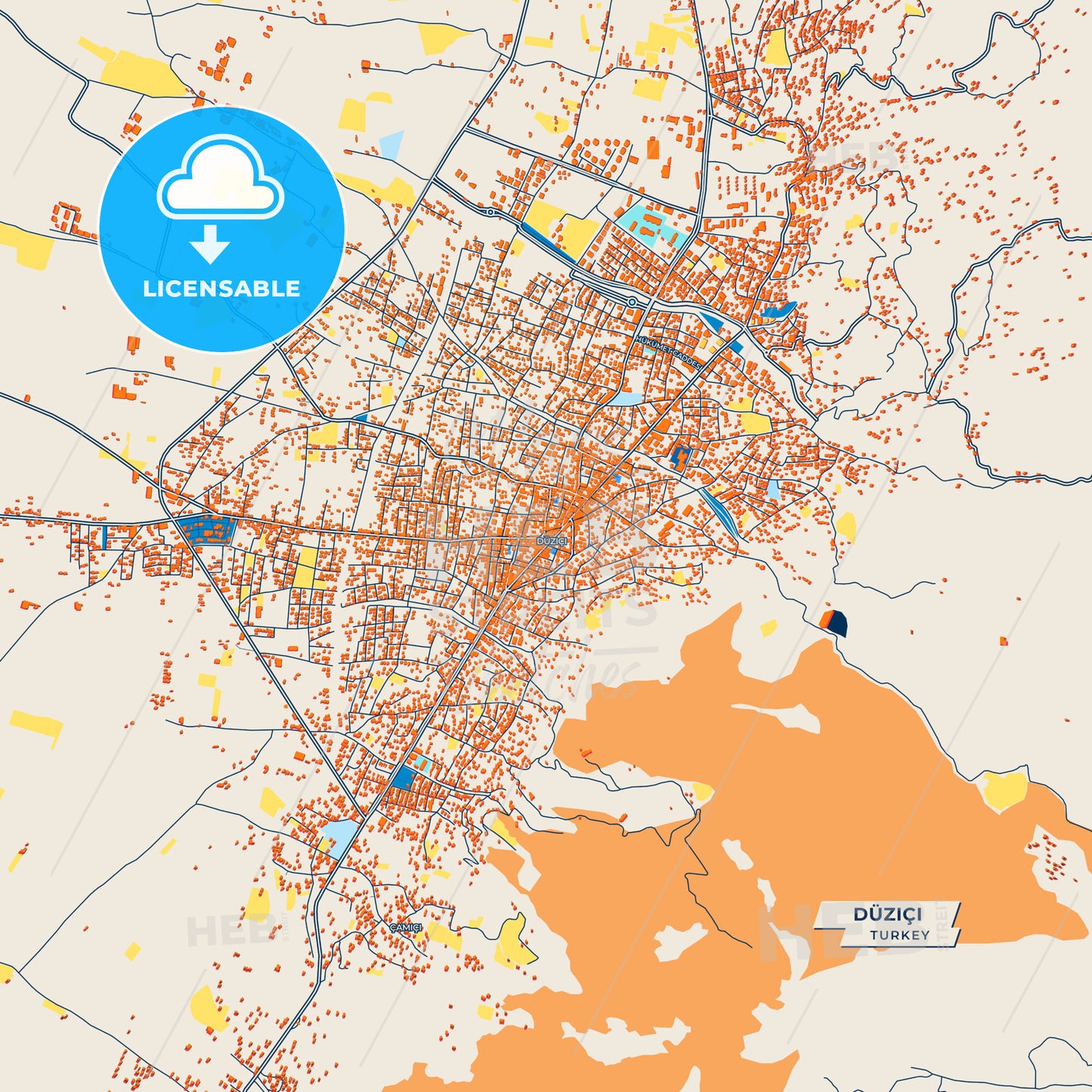 Canvas Print Template of Düziçi Street Map