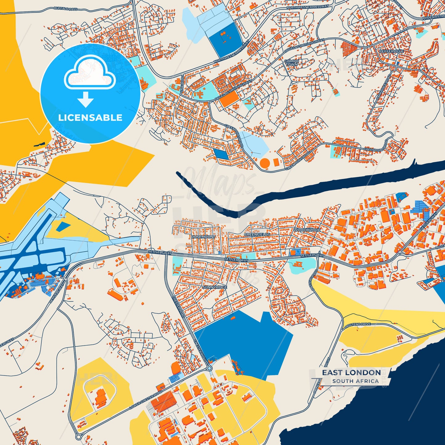 Canvas Print Template of East London Street Map
