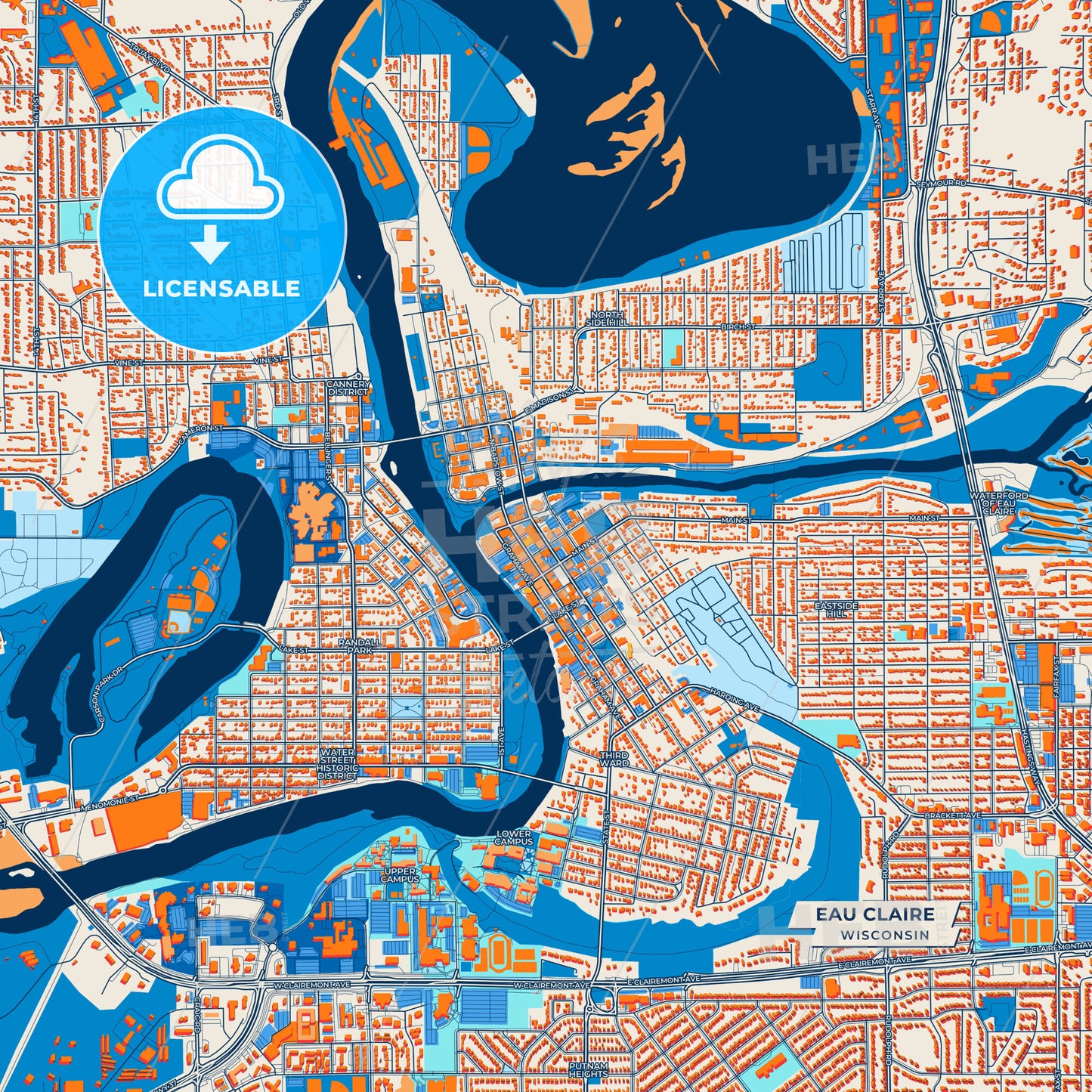 Canvas Print Template of Eau Claire Street Map
