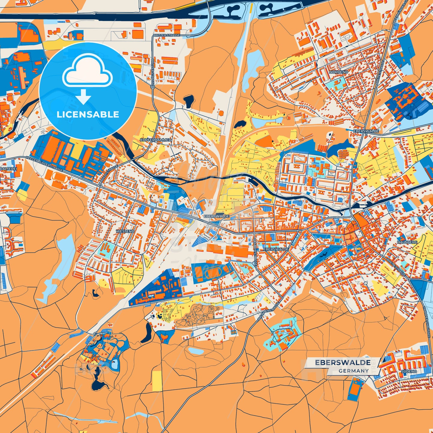 Canvas Print Template of Eberswalde Street Map