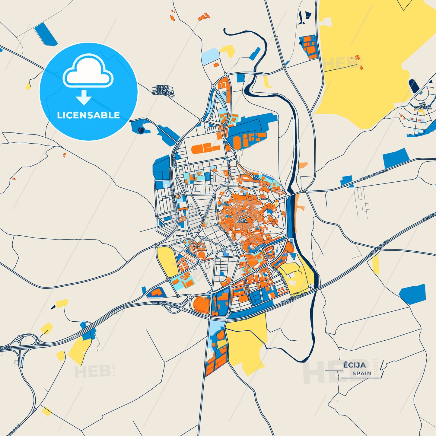 Canvas Print Template of Écija Street Map