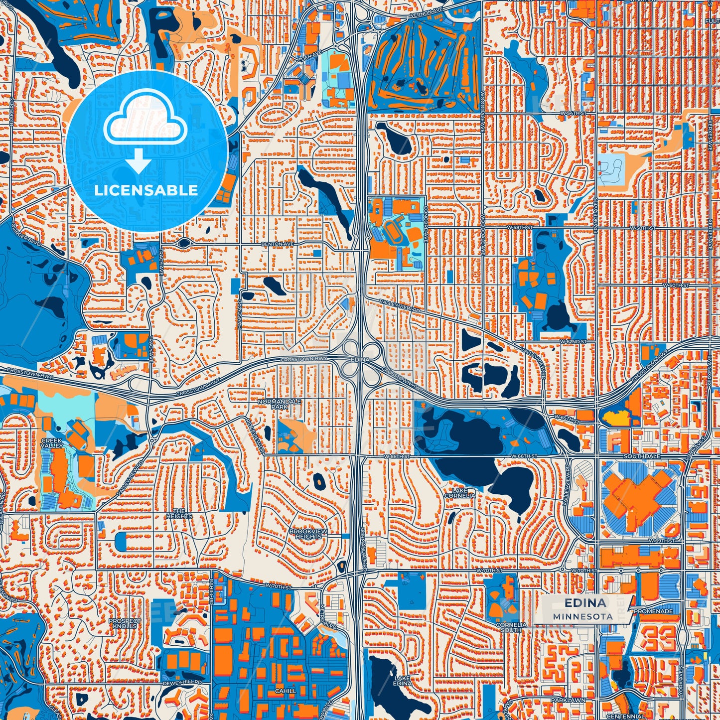 Canvas Print Template of Edina Street Map