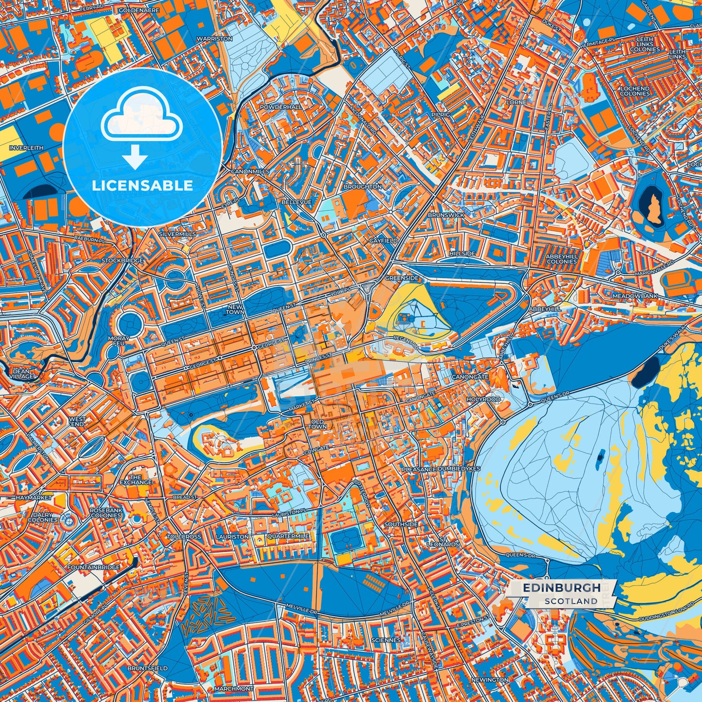 Canvas Print Template of Edinburgh Street Map
