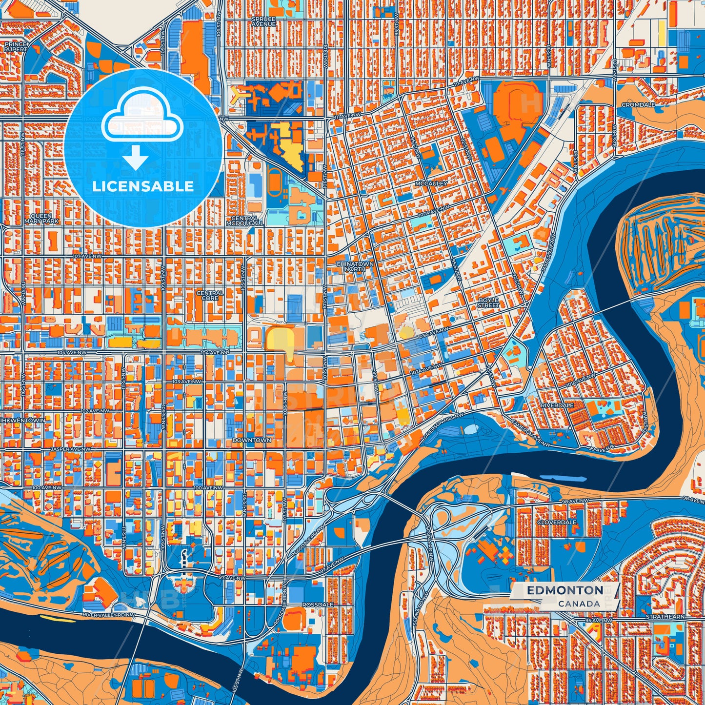 Canvas Print Template of Edmonton Street Map