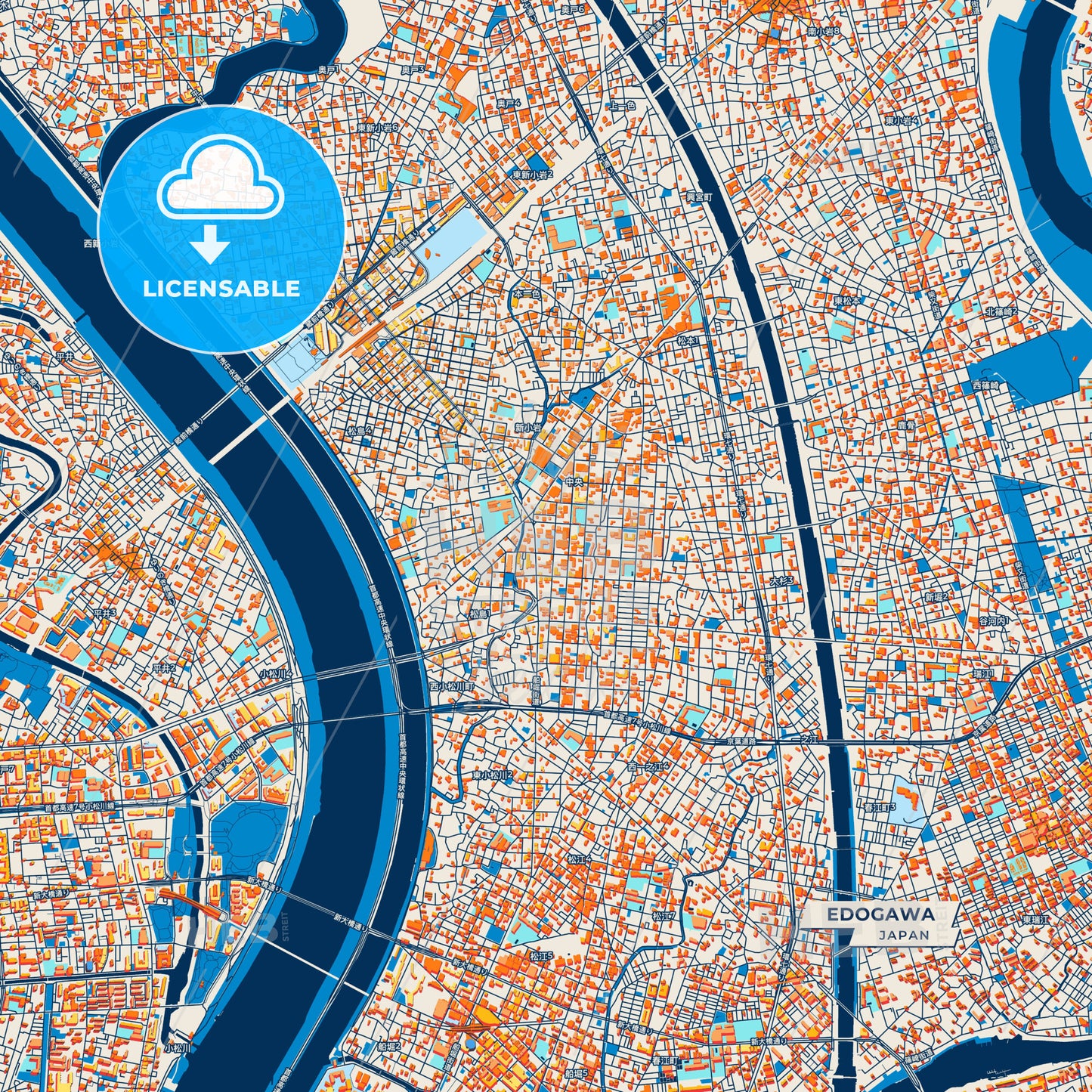 Canvas Print Template of Edogawa Street Map