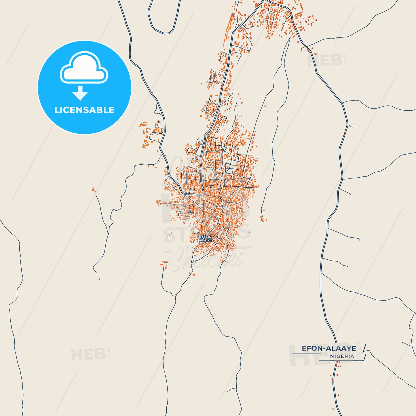 Canvas Print Template of Efon-Alaaye Street Map