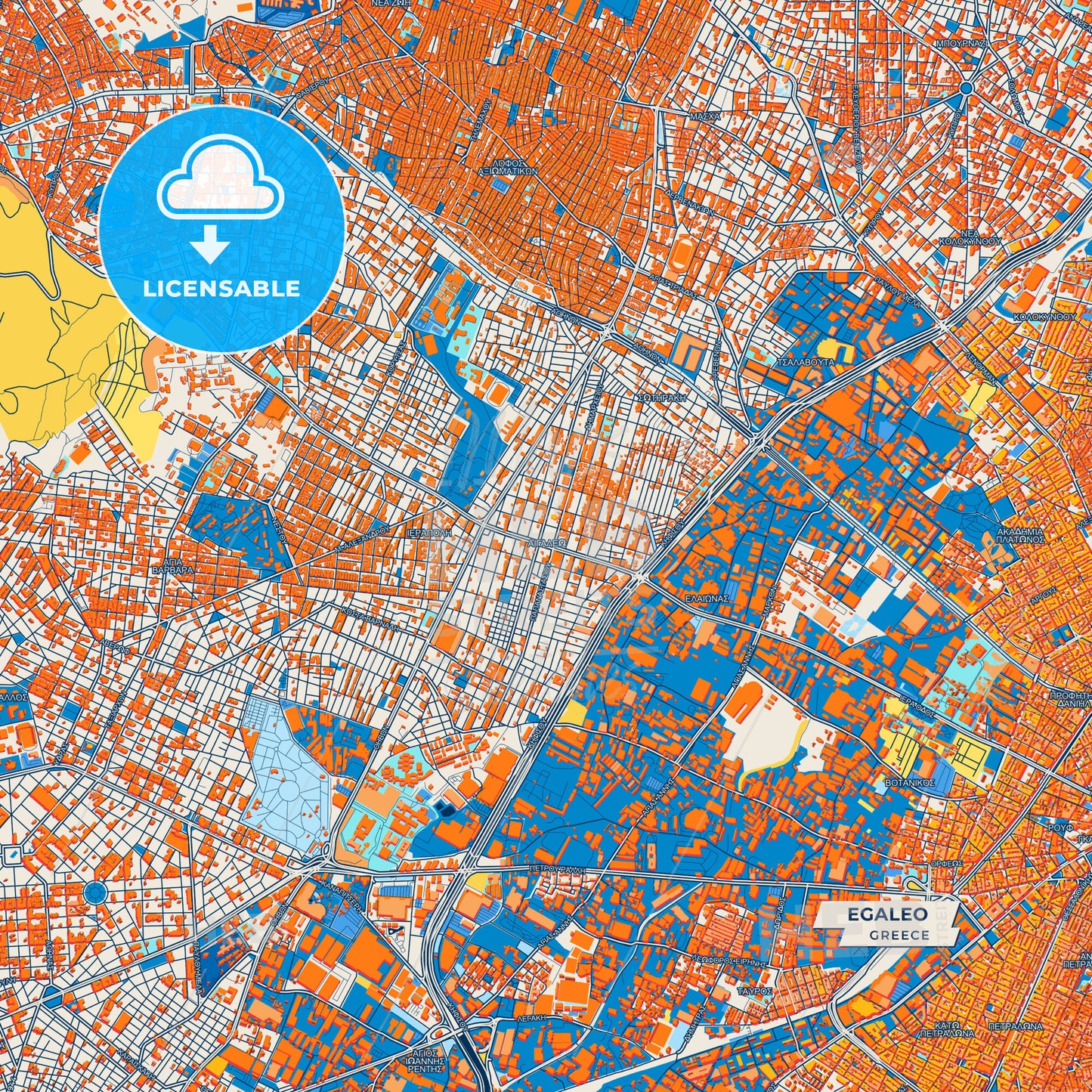 Canvas Print Template of Egaleo Street Map