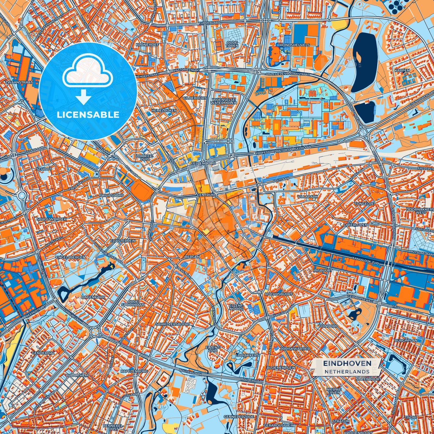 Canvas Print Template of Eindhoven Street Map