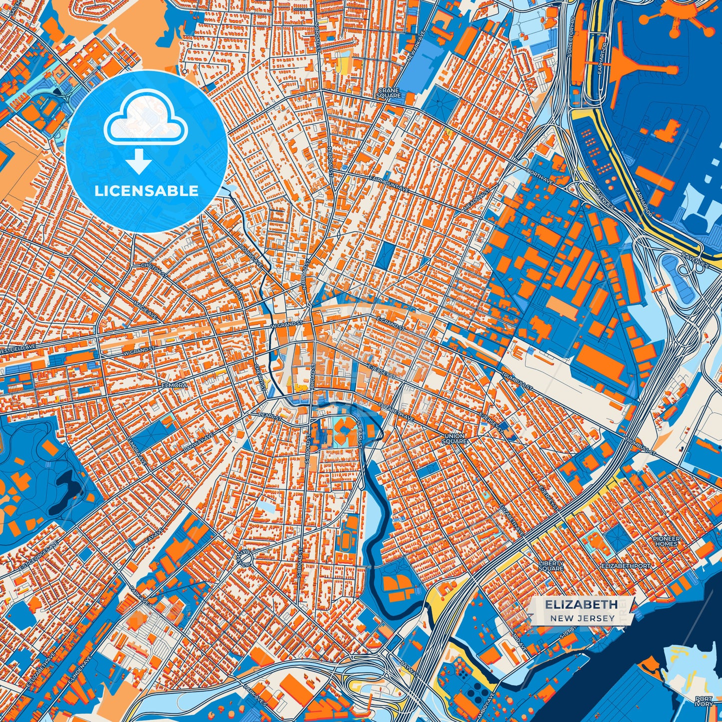 Canvas Print Template of Elizabeth Street Map