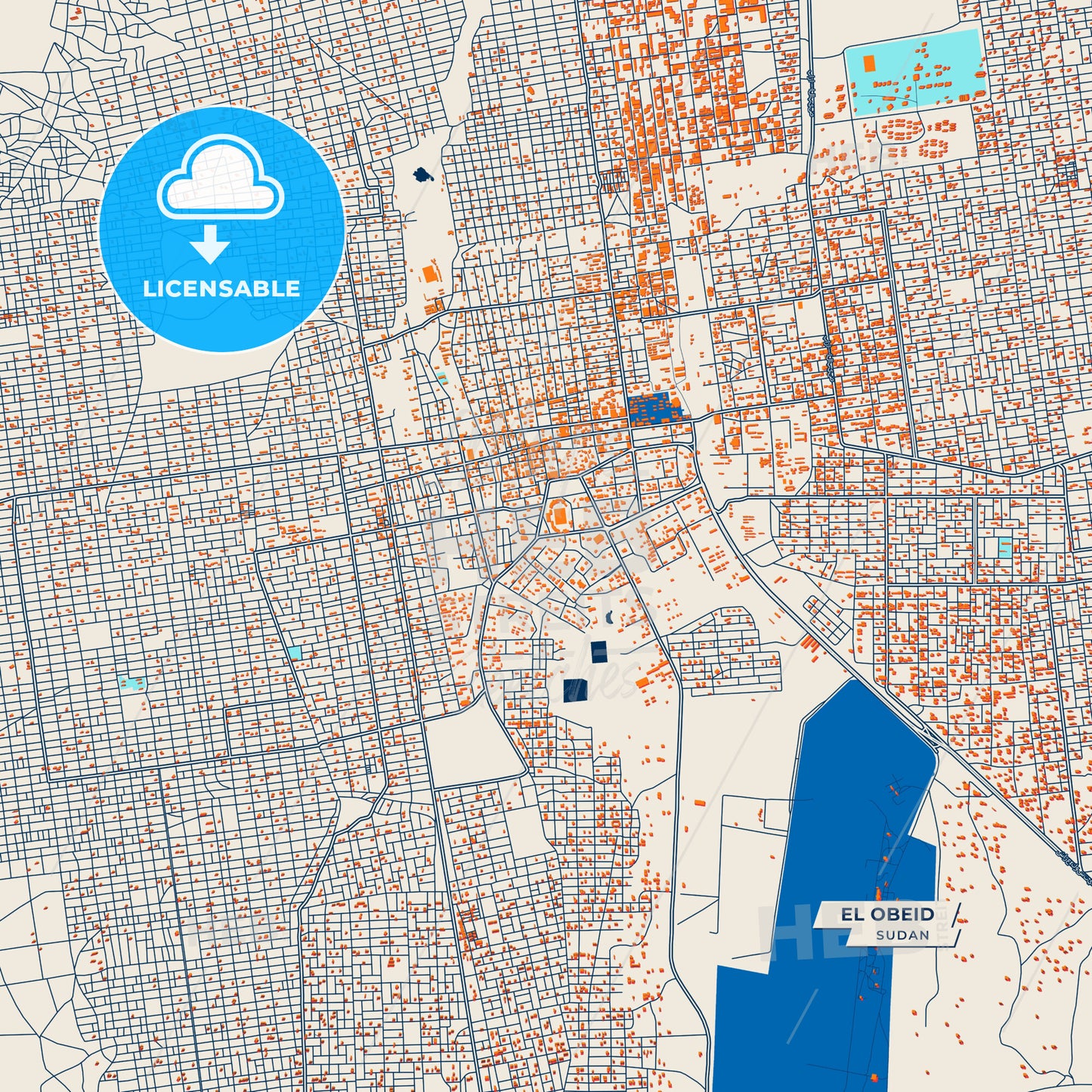 Canvas Print Template of El Obeid Street Map