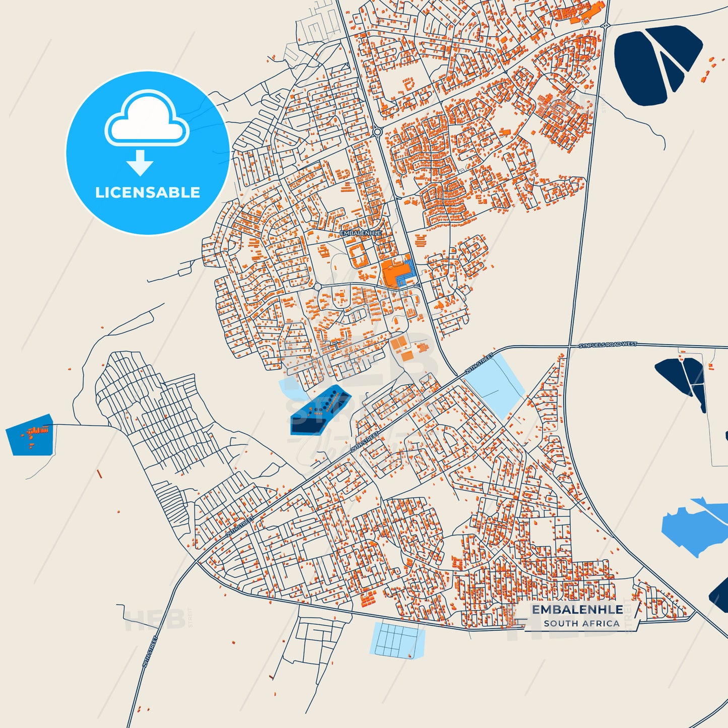 Canvas Print Template of eMbalenhle Street Map