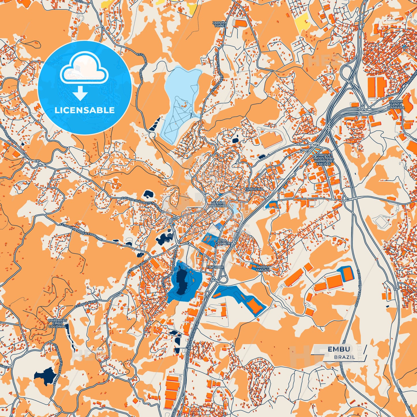 Canvas Print Template of Embu Street Map