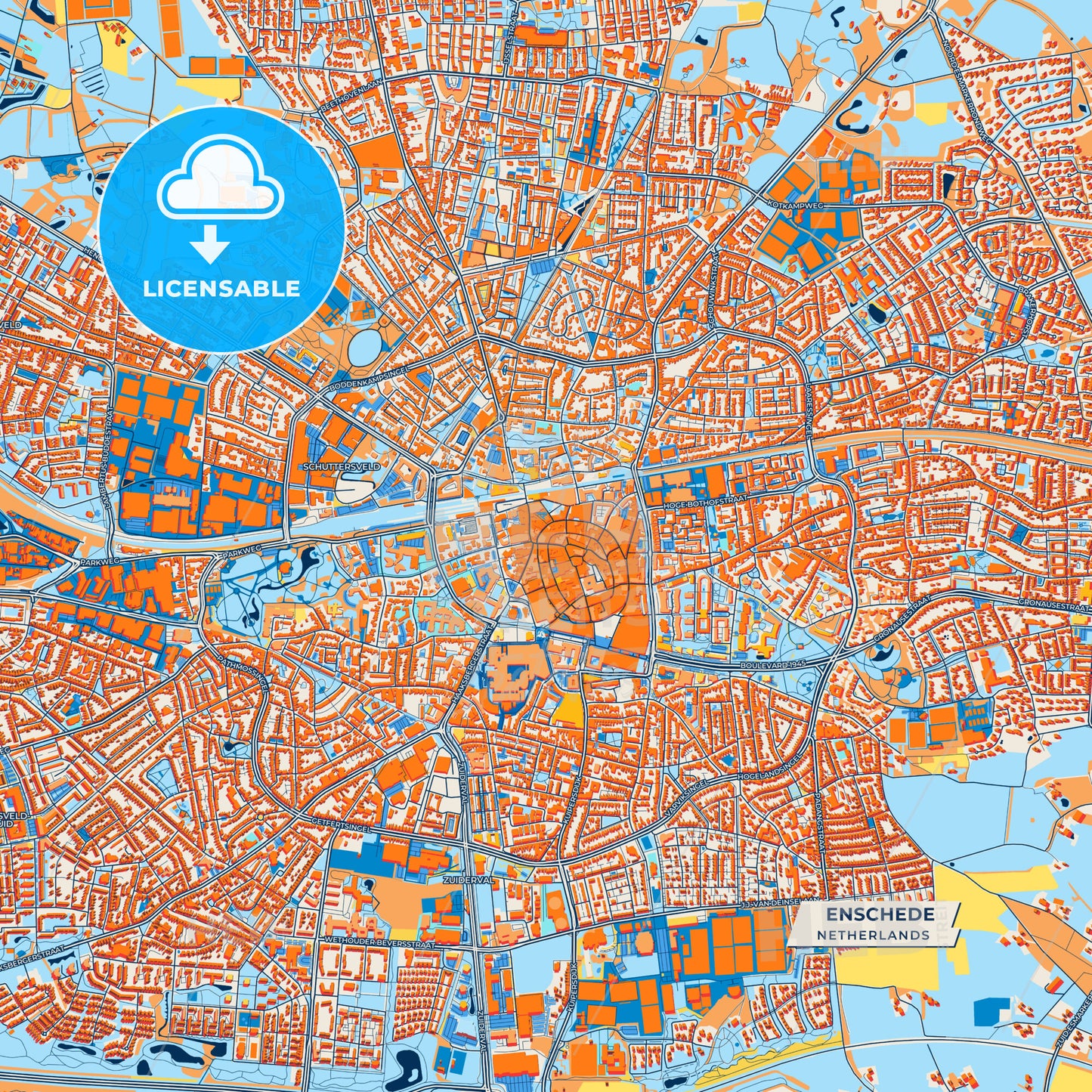 Canvas Print Template of Enschede Street Map