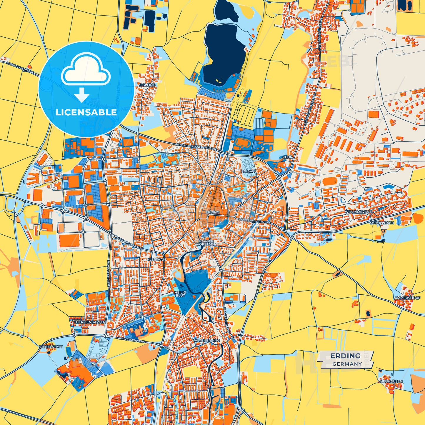 Canvas Print Template of Erding Street Map