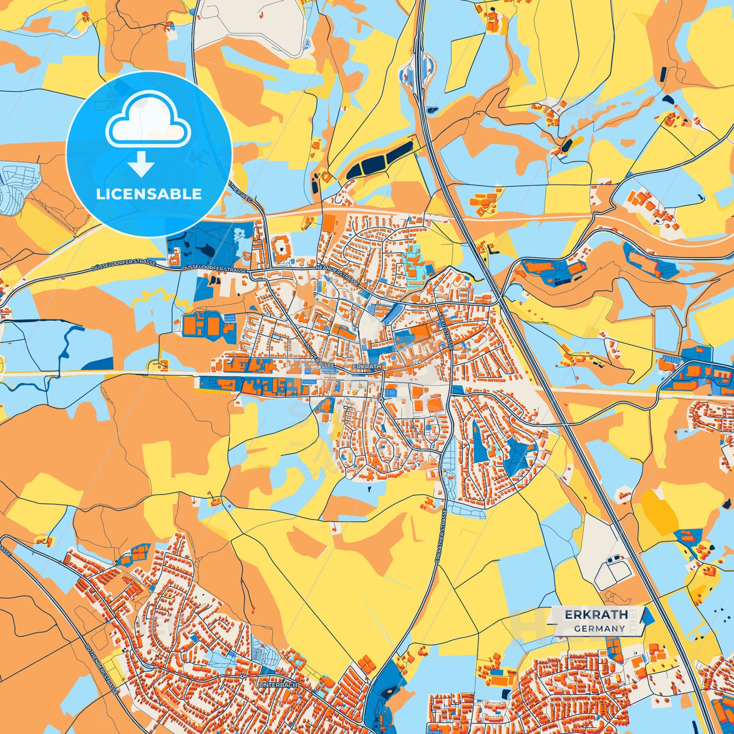 Canvas Print Template of Erkrath Street Map