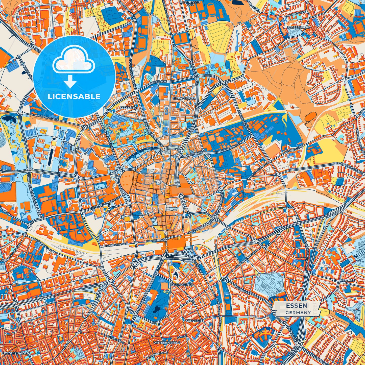 Canvas Print Template of Essen Street Map