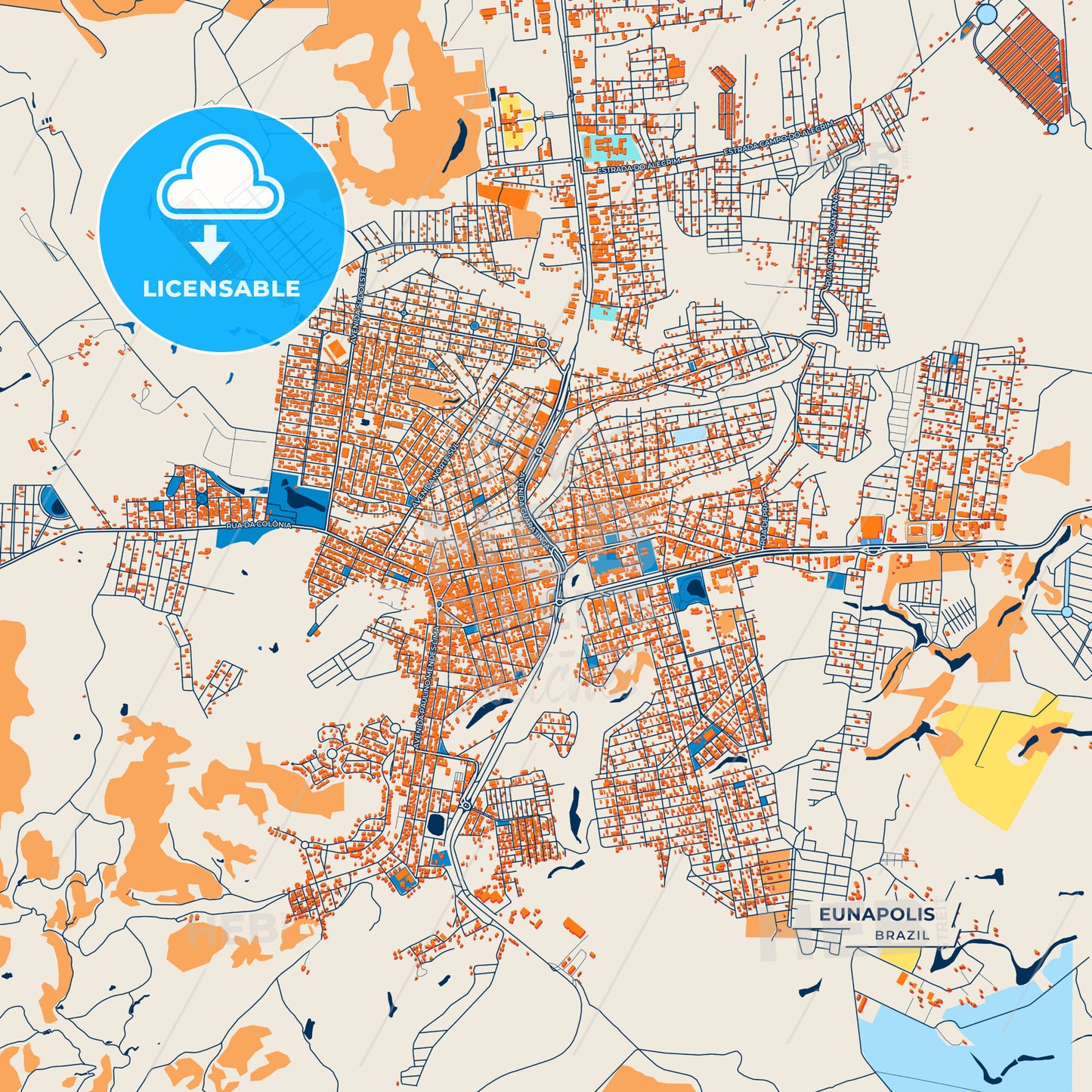 Canvas Print Template of Eunapolis Street Map