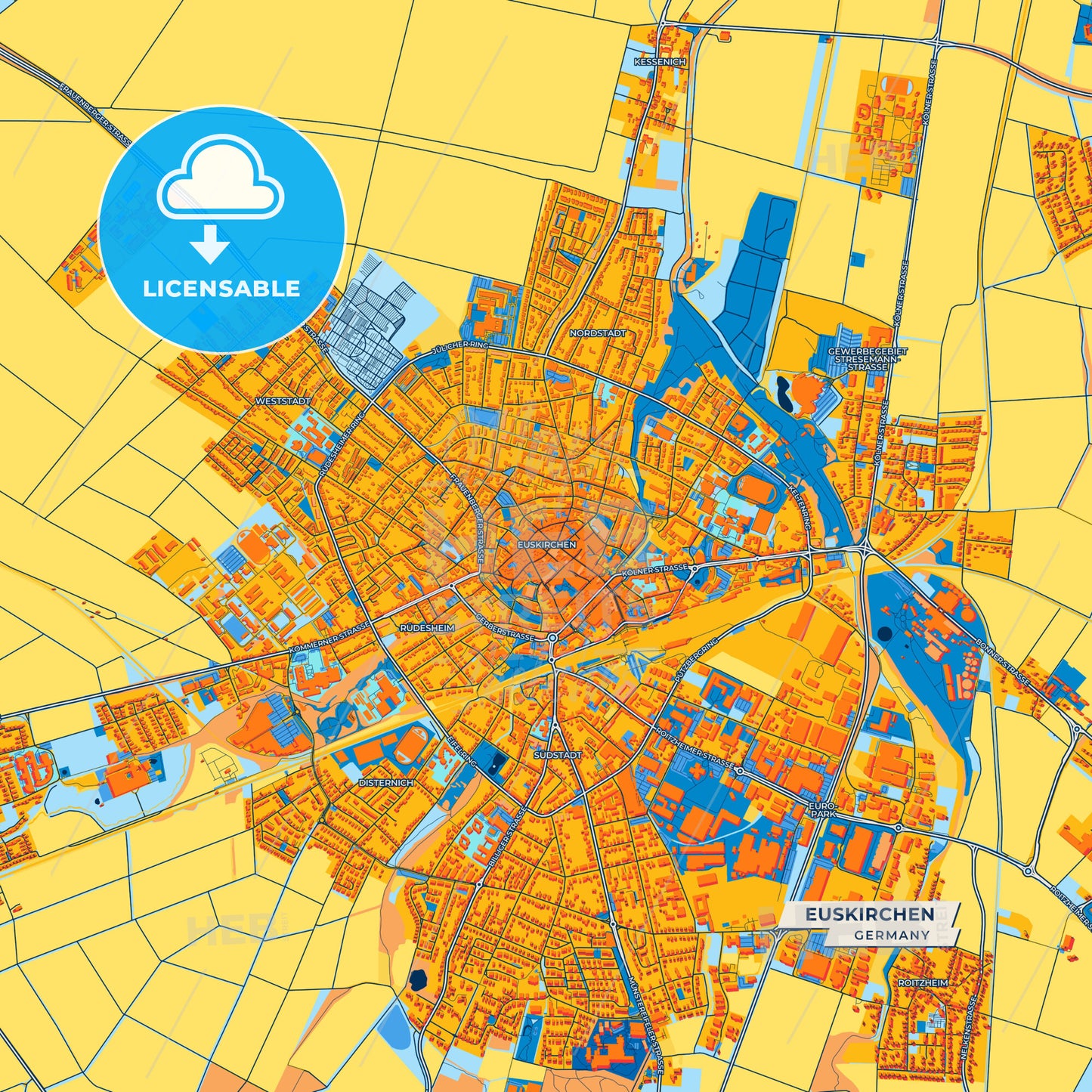 Canvas Print Template of Euskirchen Street Map