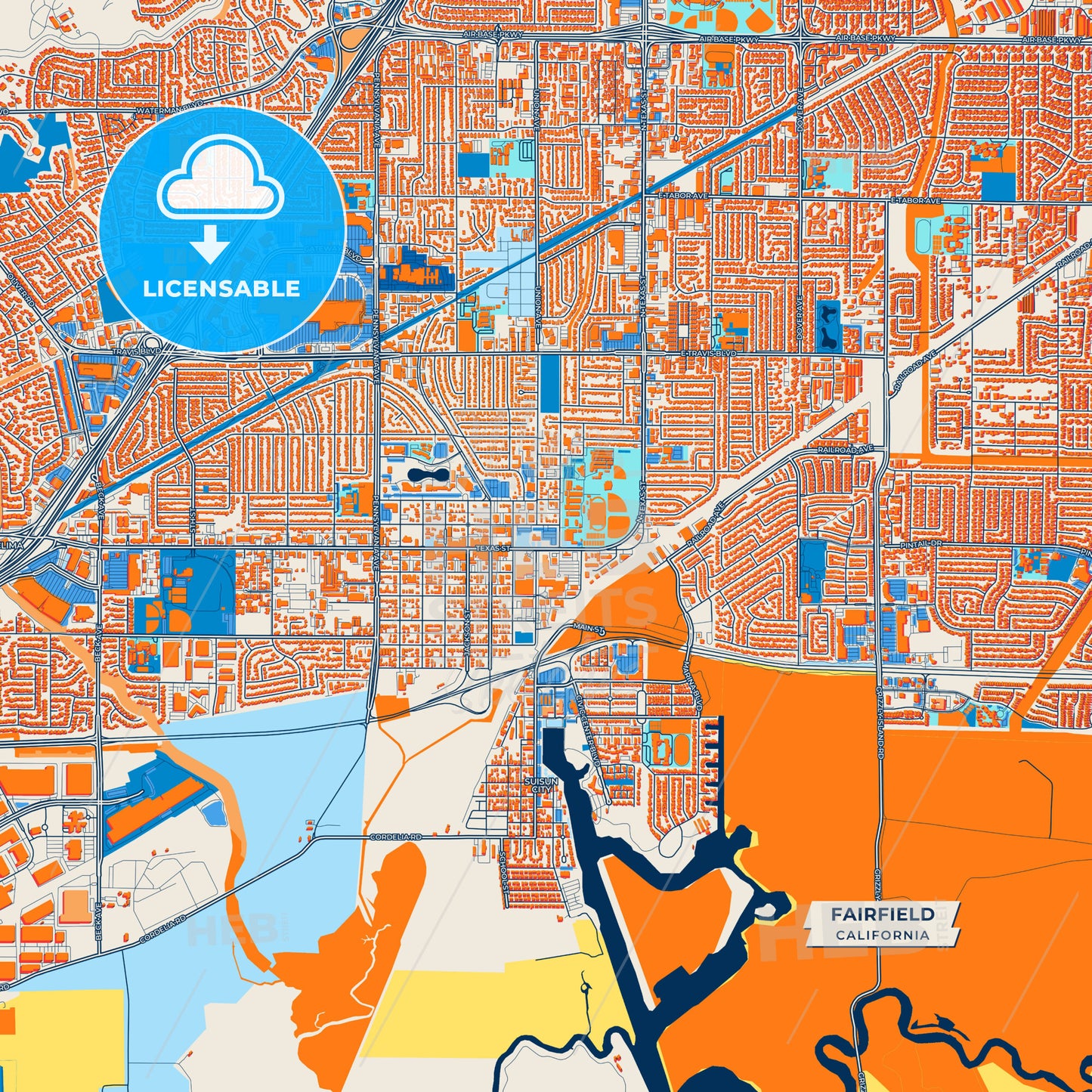 Canvas Print Template of Fairfield Street Map