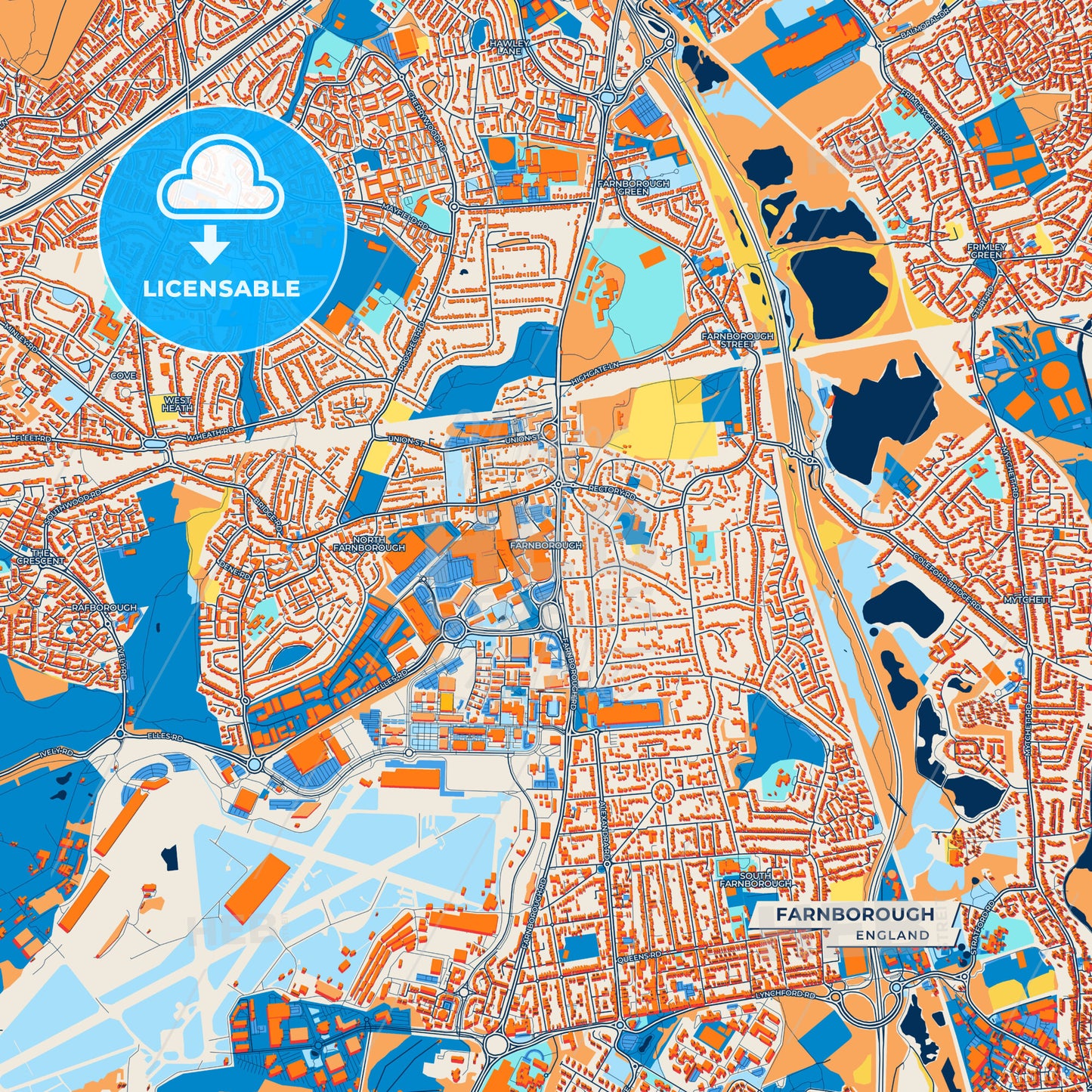 Canvas Print Template of Farnborough Street Map