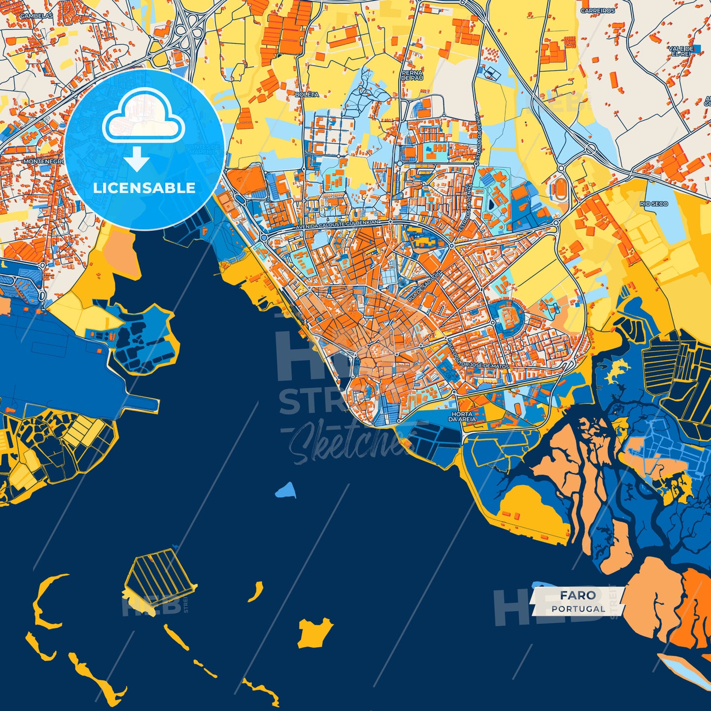 Canvas Print Template of Faro Street Map