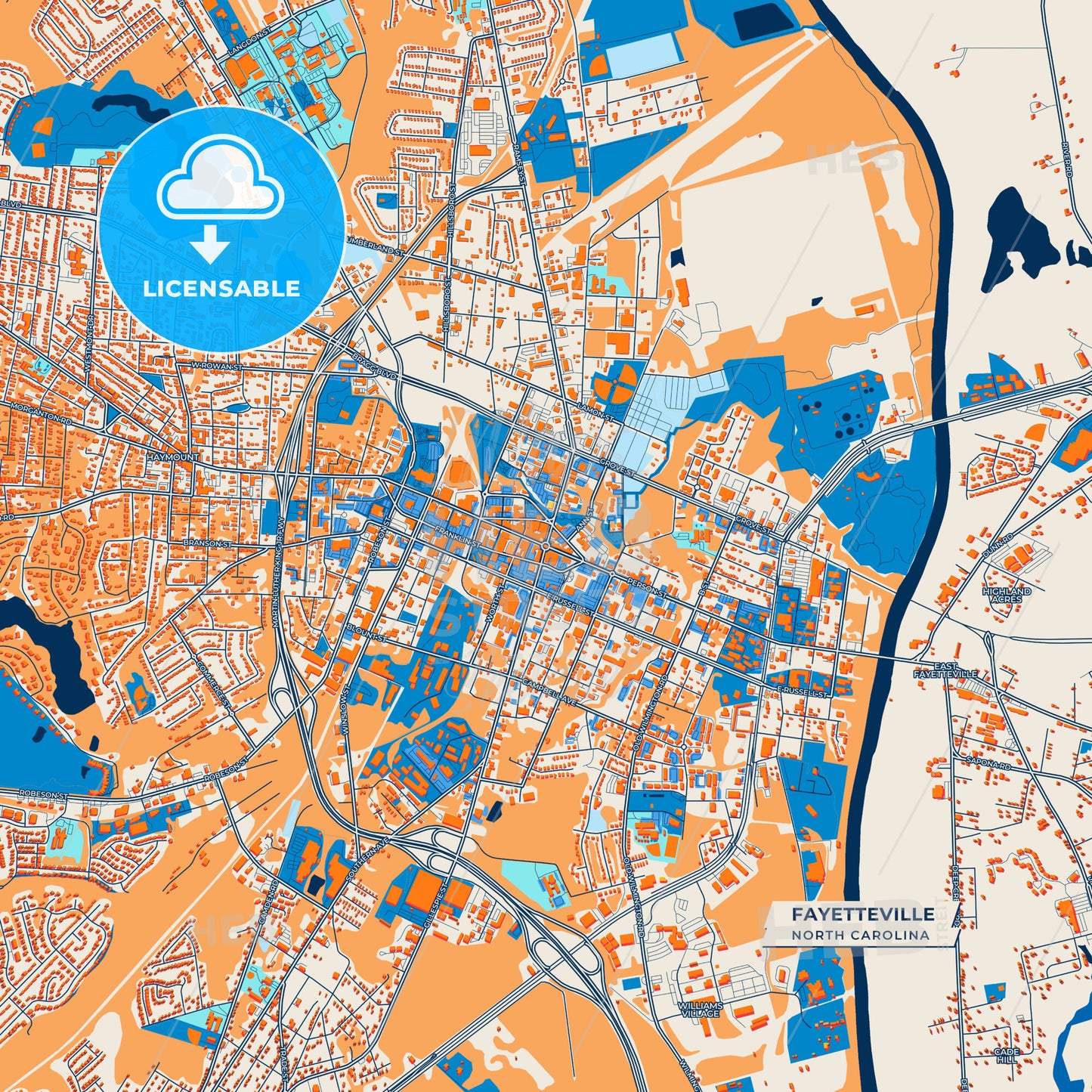 Canvas Print Template of Fayetteville Street Map