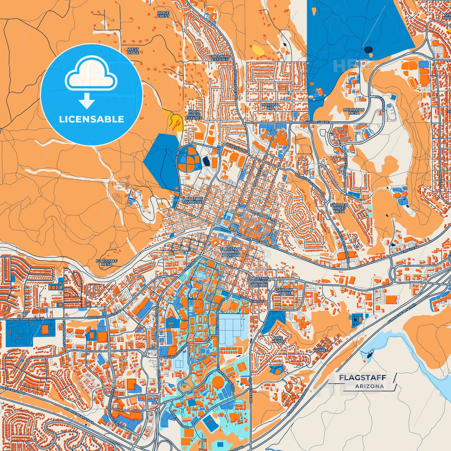 Canvas Print Template of Flagstaff Street Map