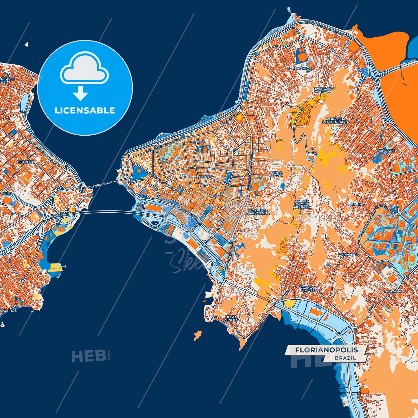 Canvas Print Template of Florianopolis Street Map