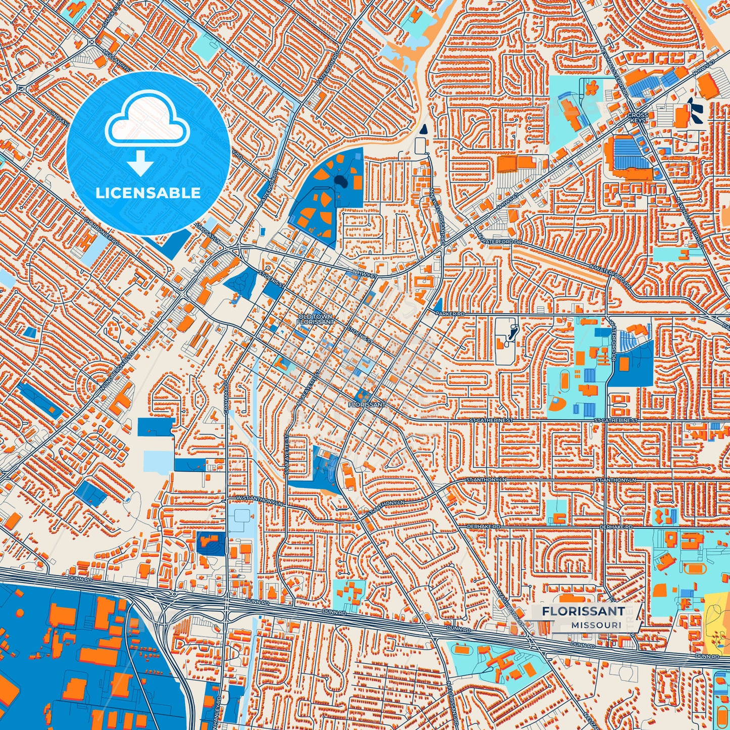 Canvas Print Template of Florissant Street Map