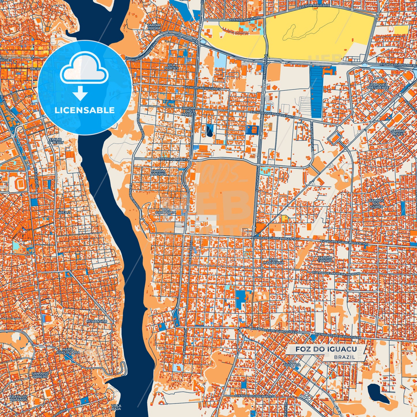 Canvas Print Template of Foz do Iguacu Street Map