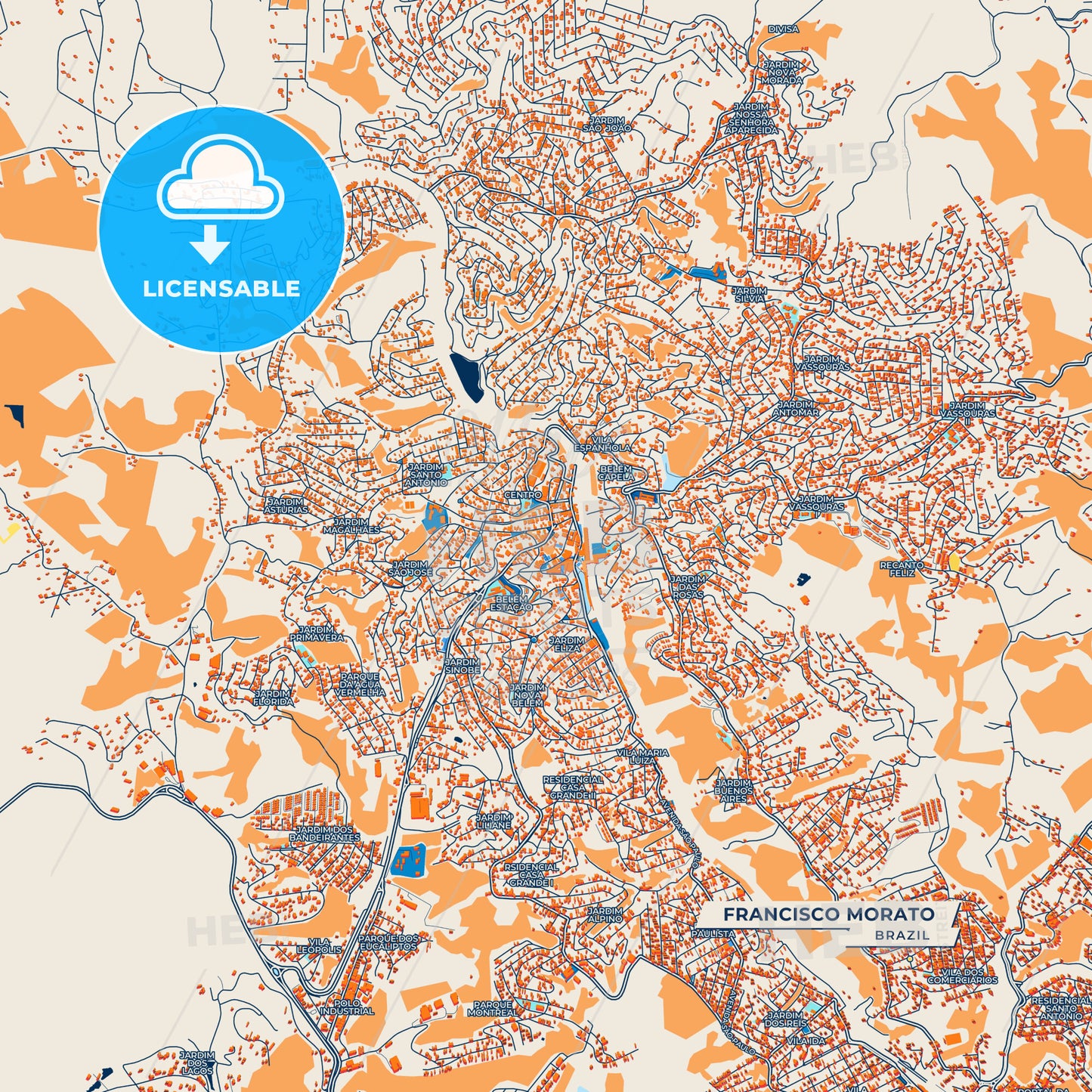 Canvas Print Template of Francisco Morato Street Map