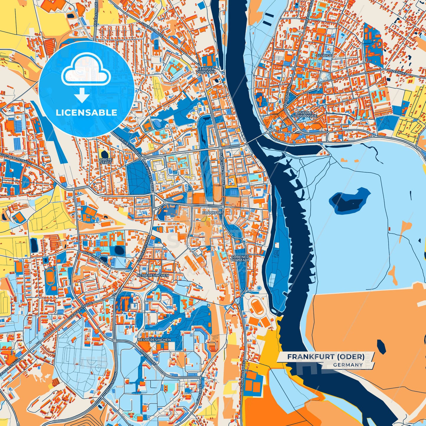 Canvas Print Template of Frankfurt (Oder) Street Map