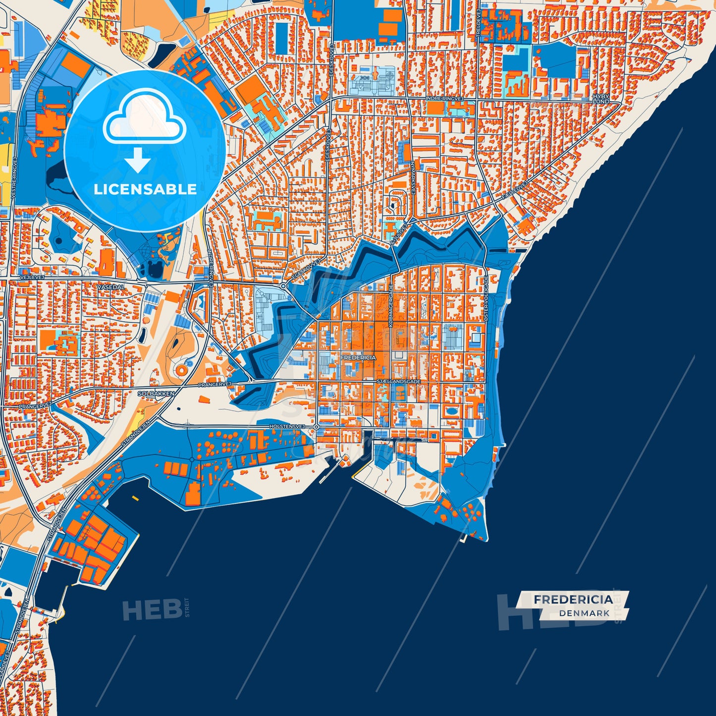 Canvas Print Template of Fredericia Street Map