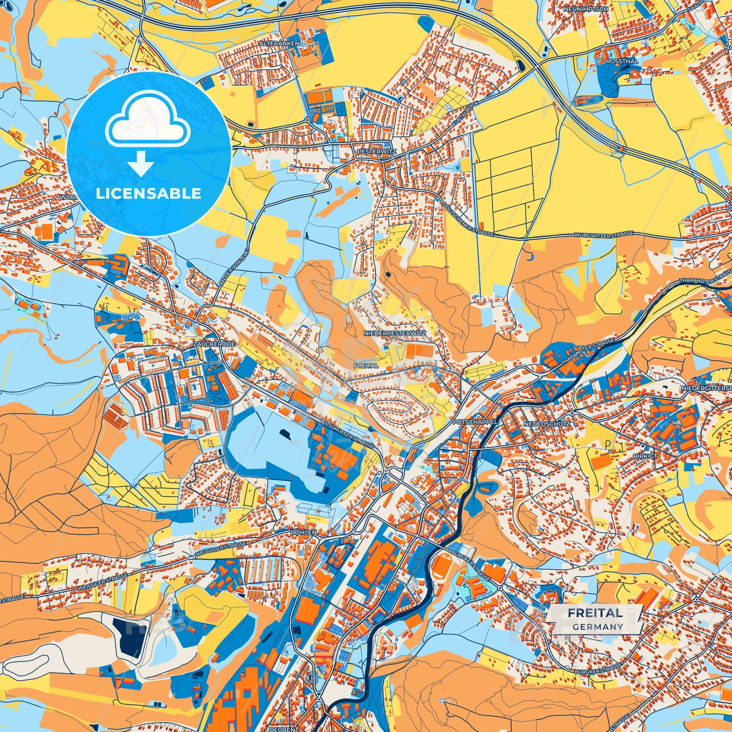 Canvas Print Template of Freital Street Map