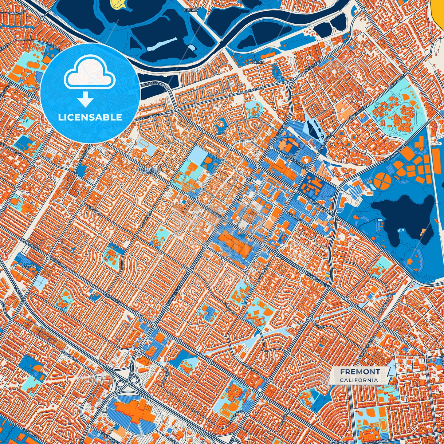 Canvas Print Template of Fremont Street Map
