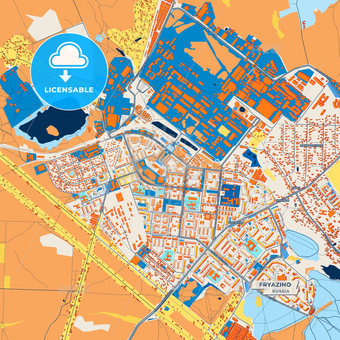 Canvas Print Template of Fryazino Street Map