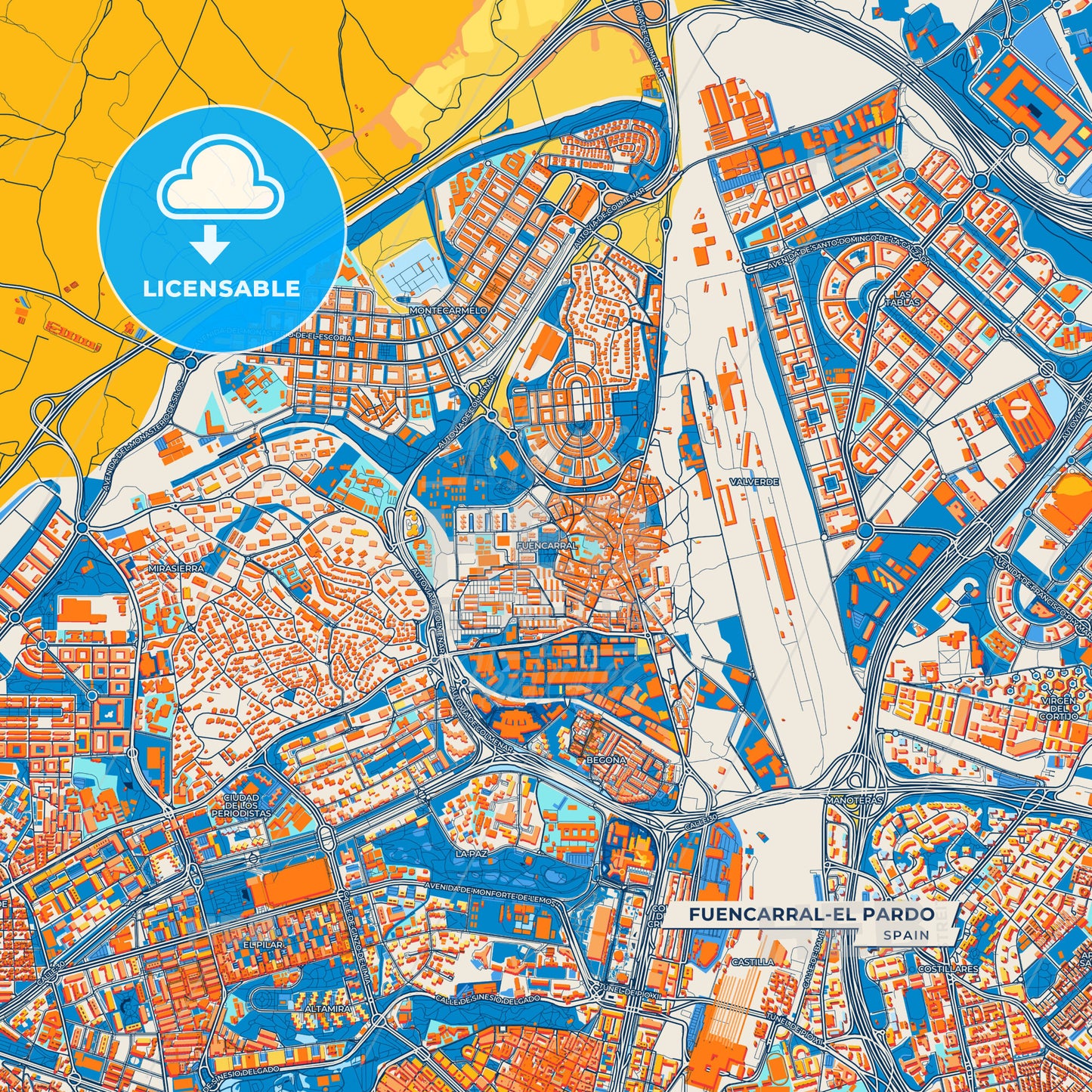 Canvas Print Template of Fuencarral-El Pardo Street Map