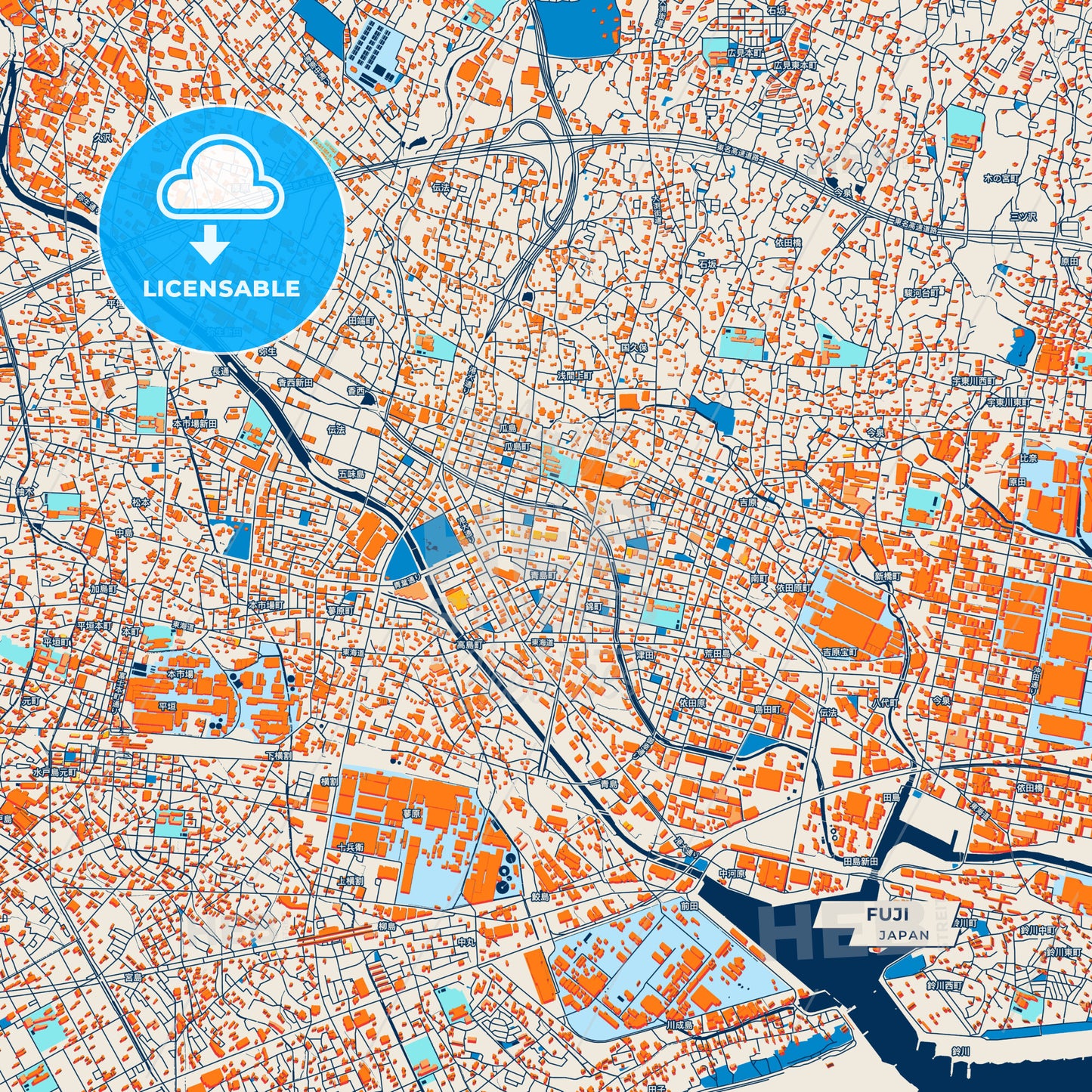 Canvas Print Template of Fuji Street Map