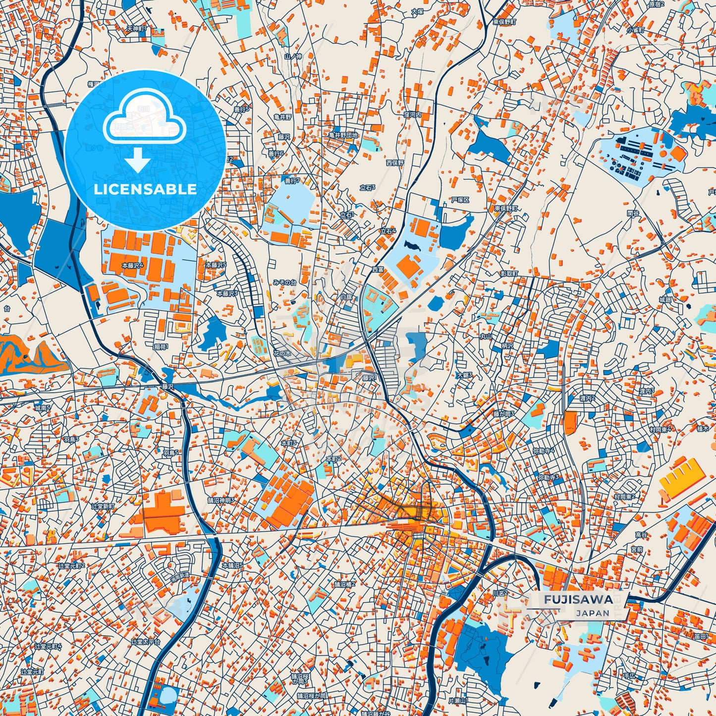 Canvas Print Template of Fujisawa Street Map