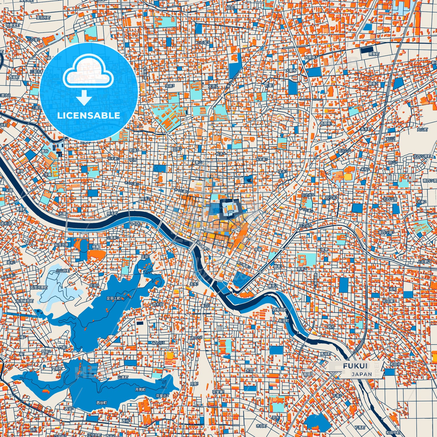 Canvas Print Template of Fukui Street Map
