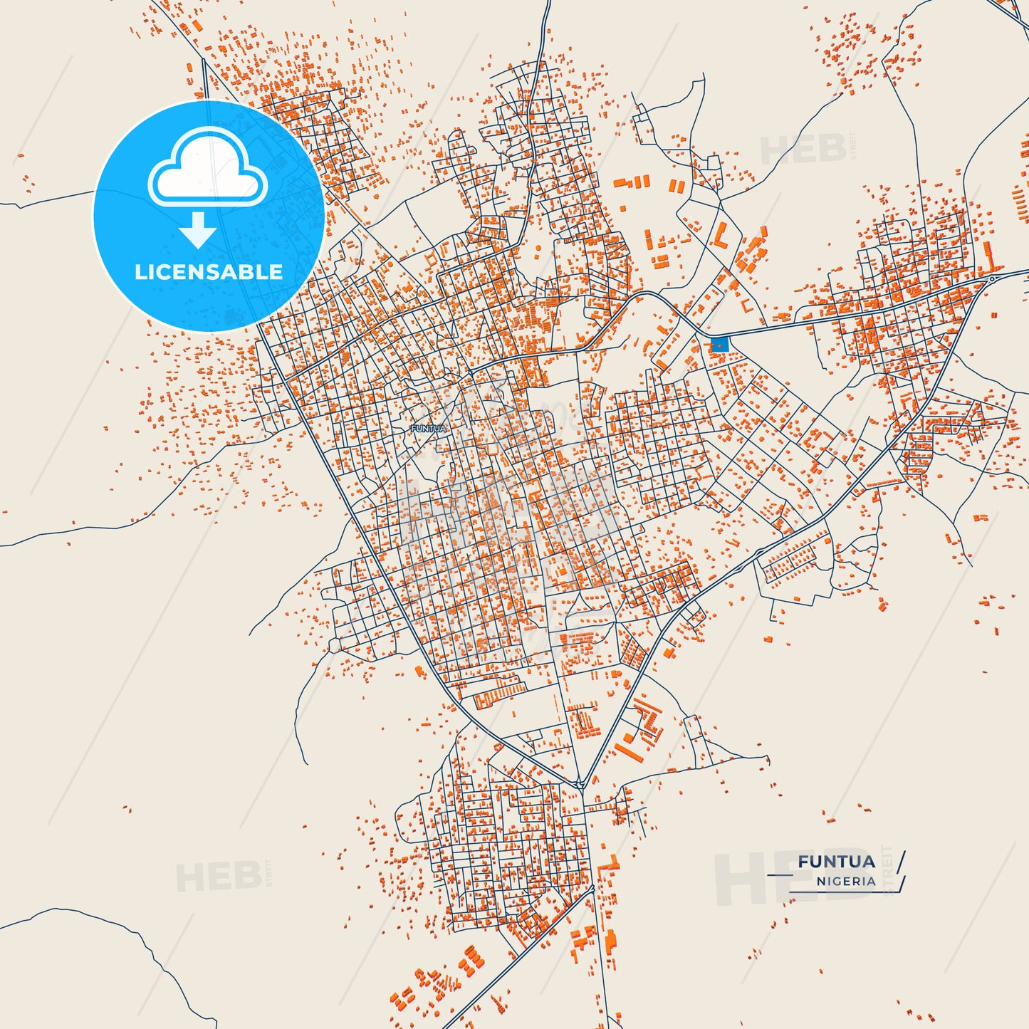 Canvas Print Template of Funtua Street Map