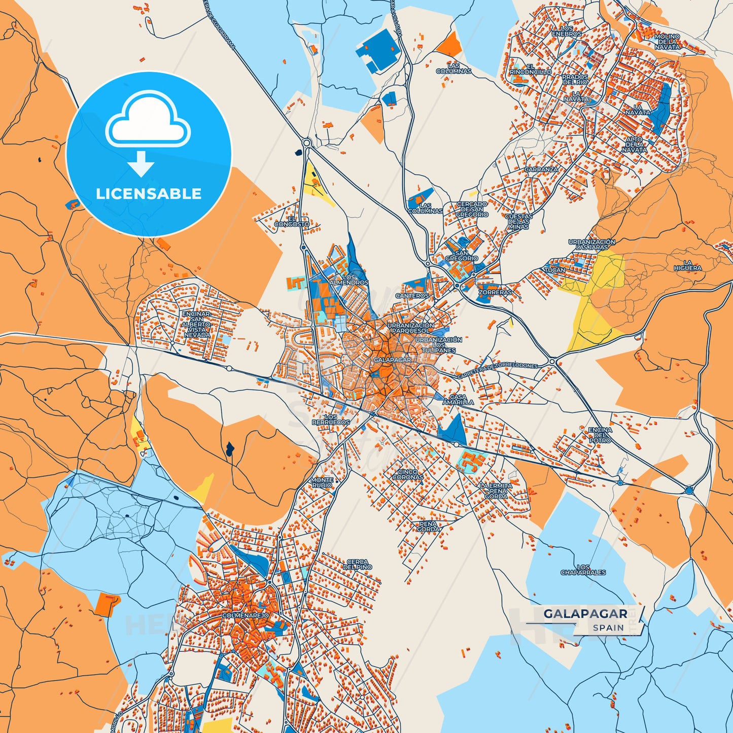 Canvas Print Template of Galapagar Street Map