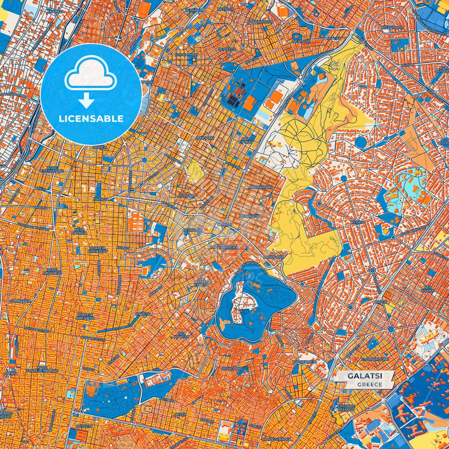 Canvas Print Template of Galatsi Street Map