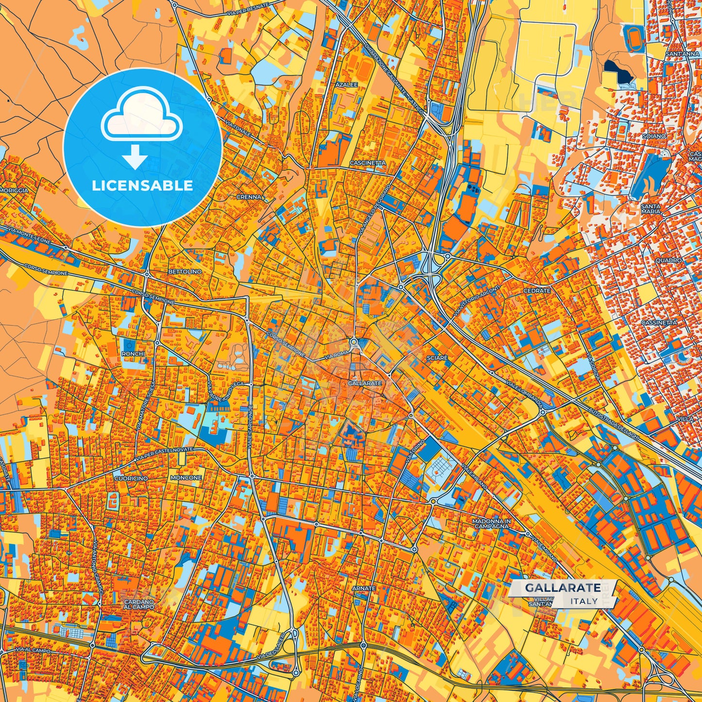 Canvas Print Template of Gallarate Street Map