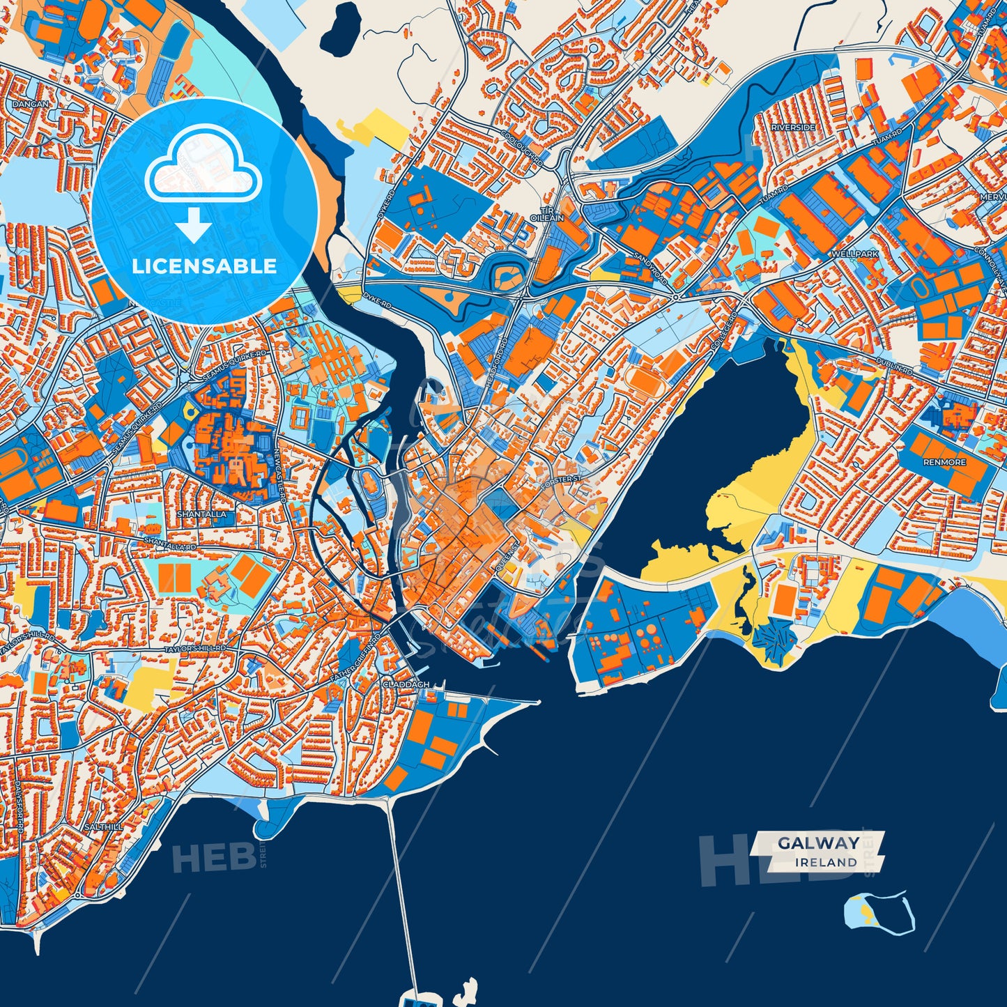 Canvas Print Template of Galway Street Map