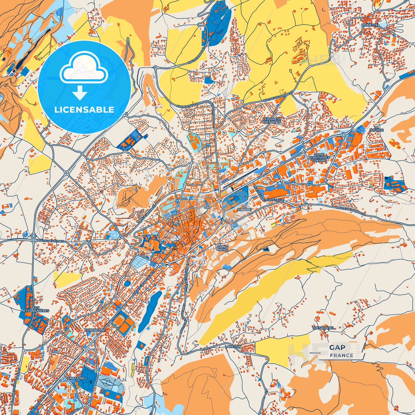 Canvas Print Template of Gap Street Map