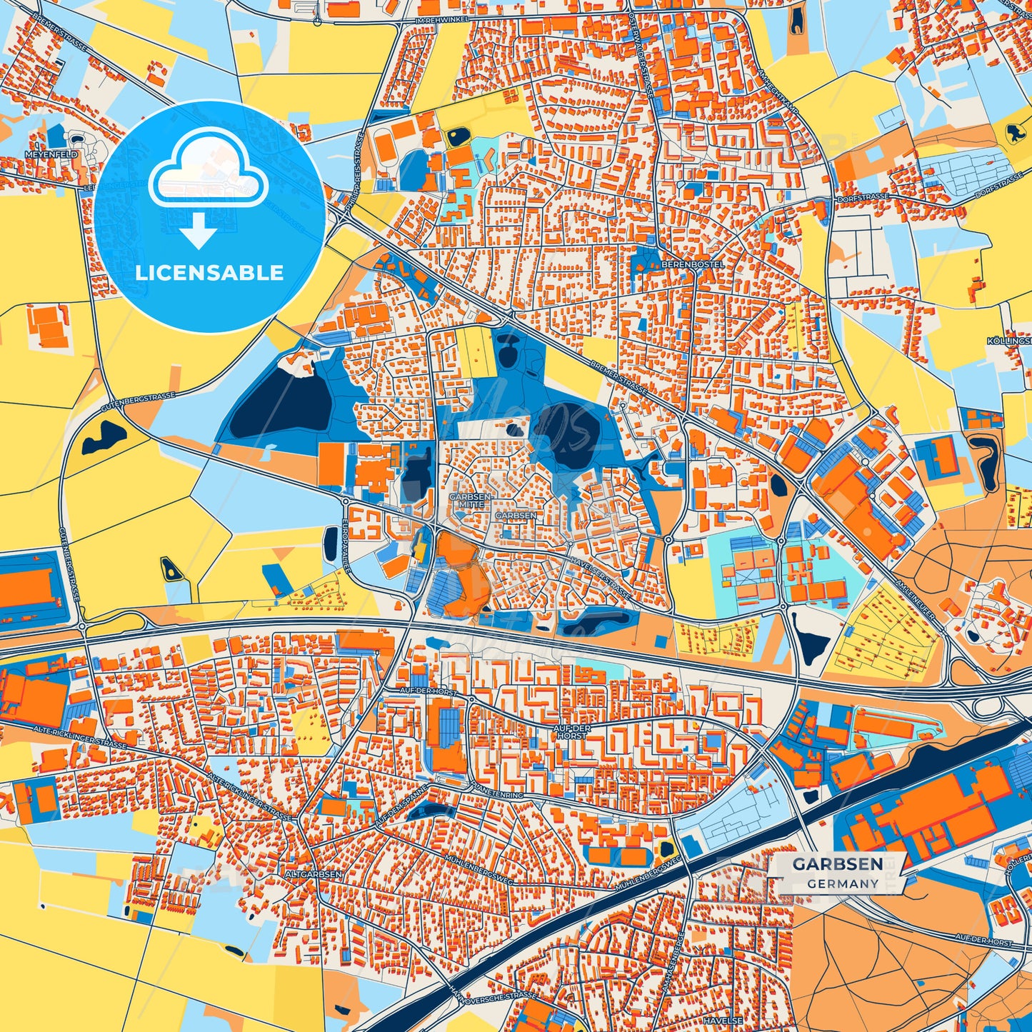 Canvas Print Template of Garbsen Street Map